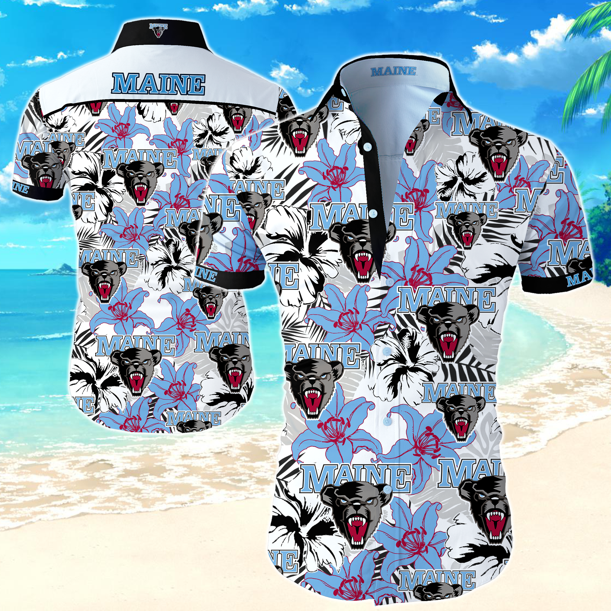 Maine Black Bears Hawaiian Shirt Summer Button Up