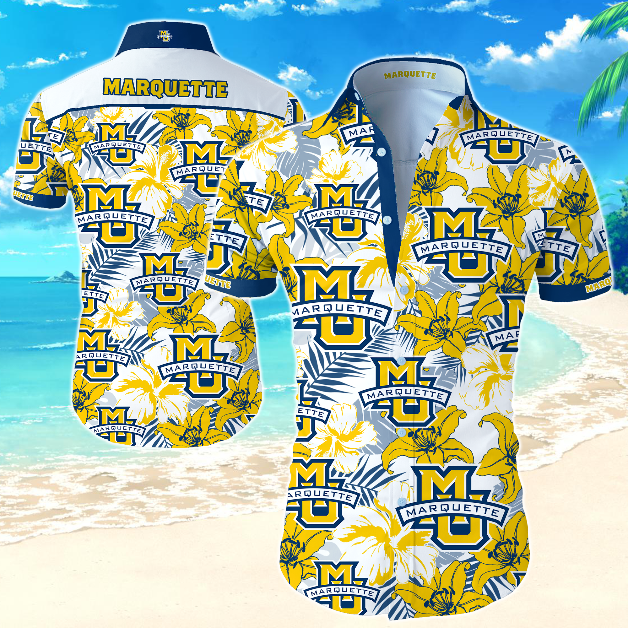 Marquette Golden Eagles Hawaiian Shirt Summer Button Up