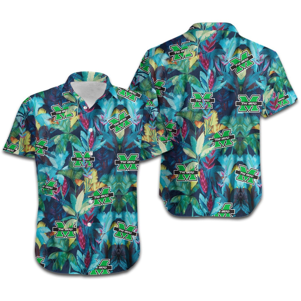 Marshall Thundering Herd Floral Tropical Hawaiian Shirt Hot Trendy Summer 2024