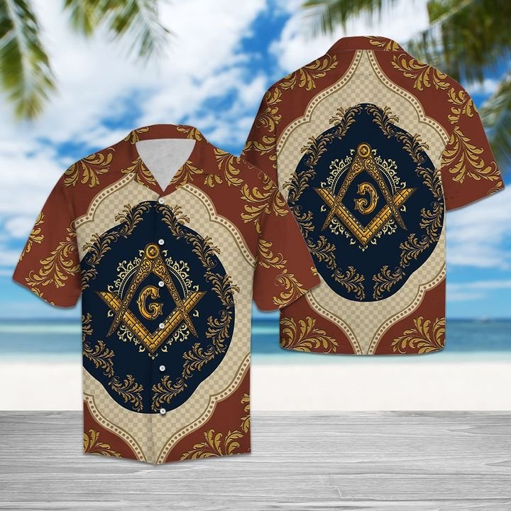 Masonic With Square And Compasses Hawaiian Shirt Summer Button Up