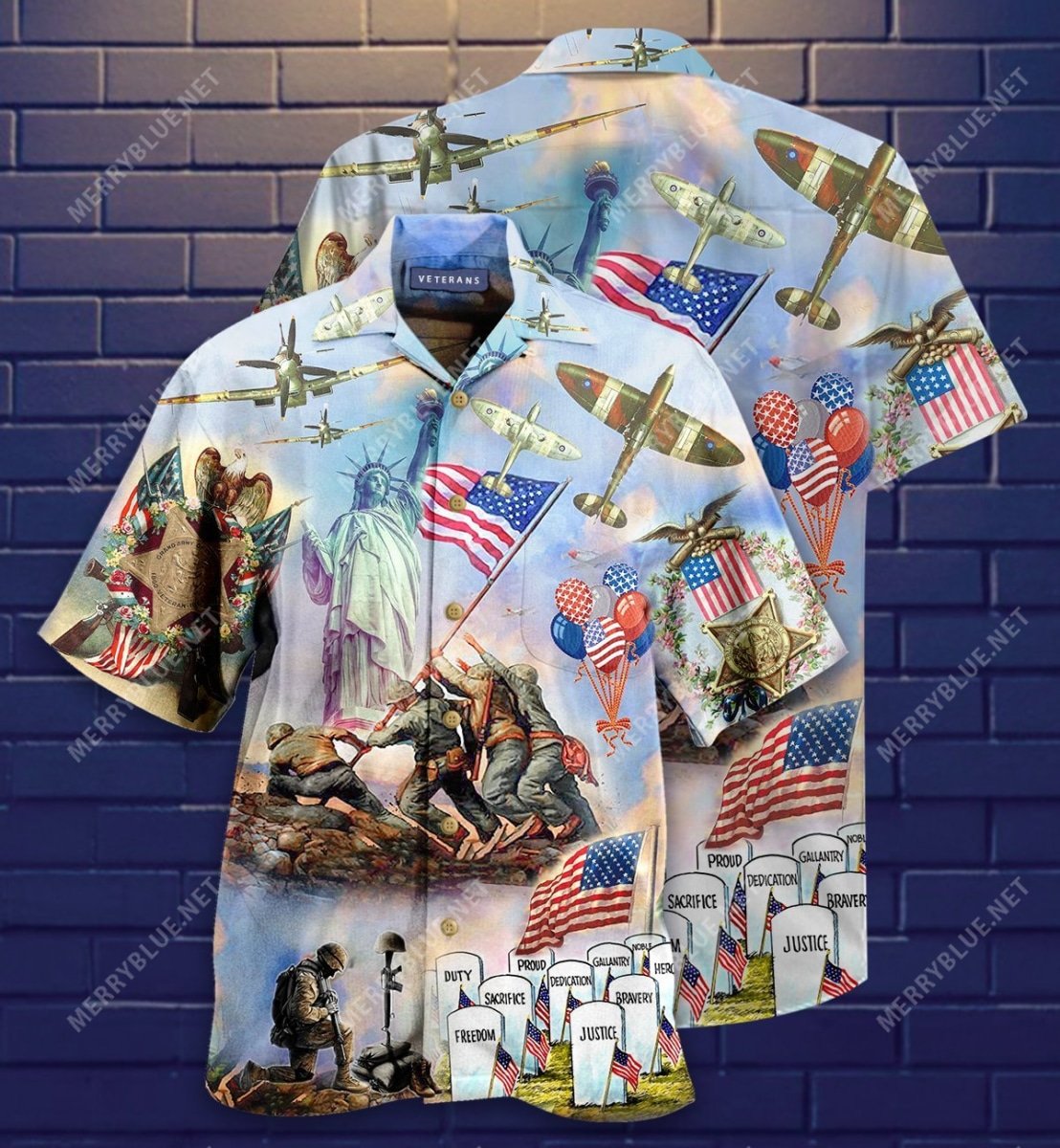 Memorial Veteran American All Over Printed Hawaiian Shirt