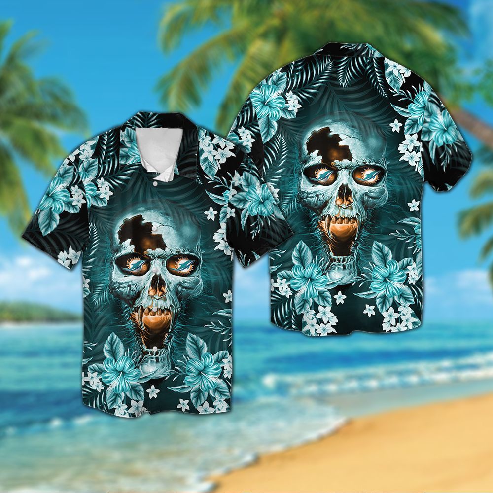 Miami Dolphins Skull Hawaiian Shirt Hot Trendy Summer 2024