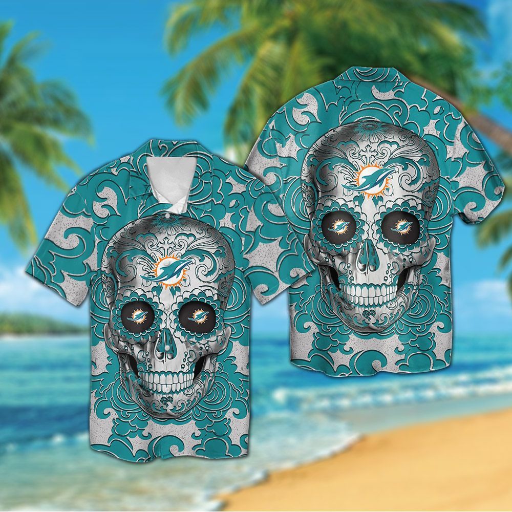 Miami Dolphins Sugar Skull Hawaiian Shirt Hot Trendy Summer 2024