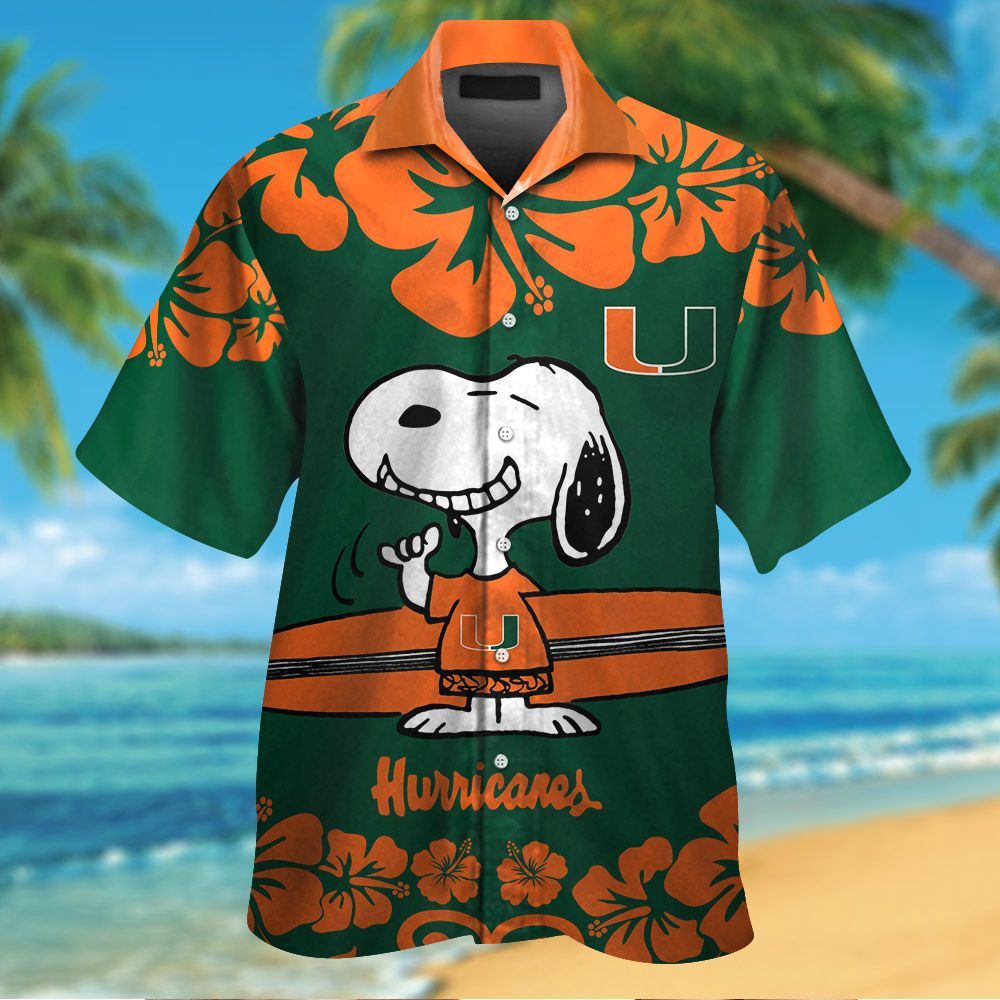 Miami Hurricanes & Snoopy Hawaiian Shirt Hot Trendy Summer 2024