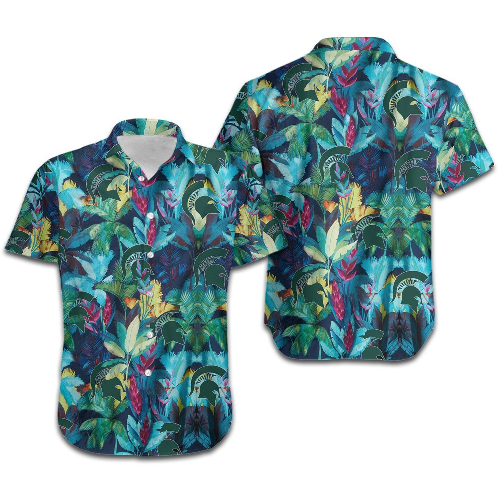 Michigan State Spartans Floral Tropical Hawaiian Shirt Hot Trendy Summer 2024