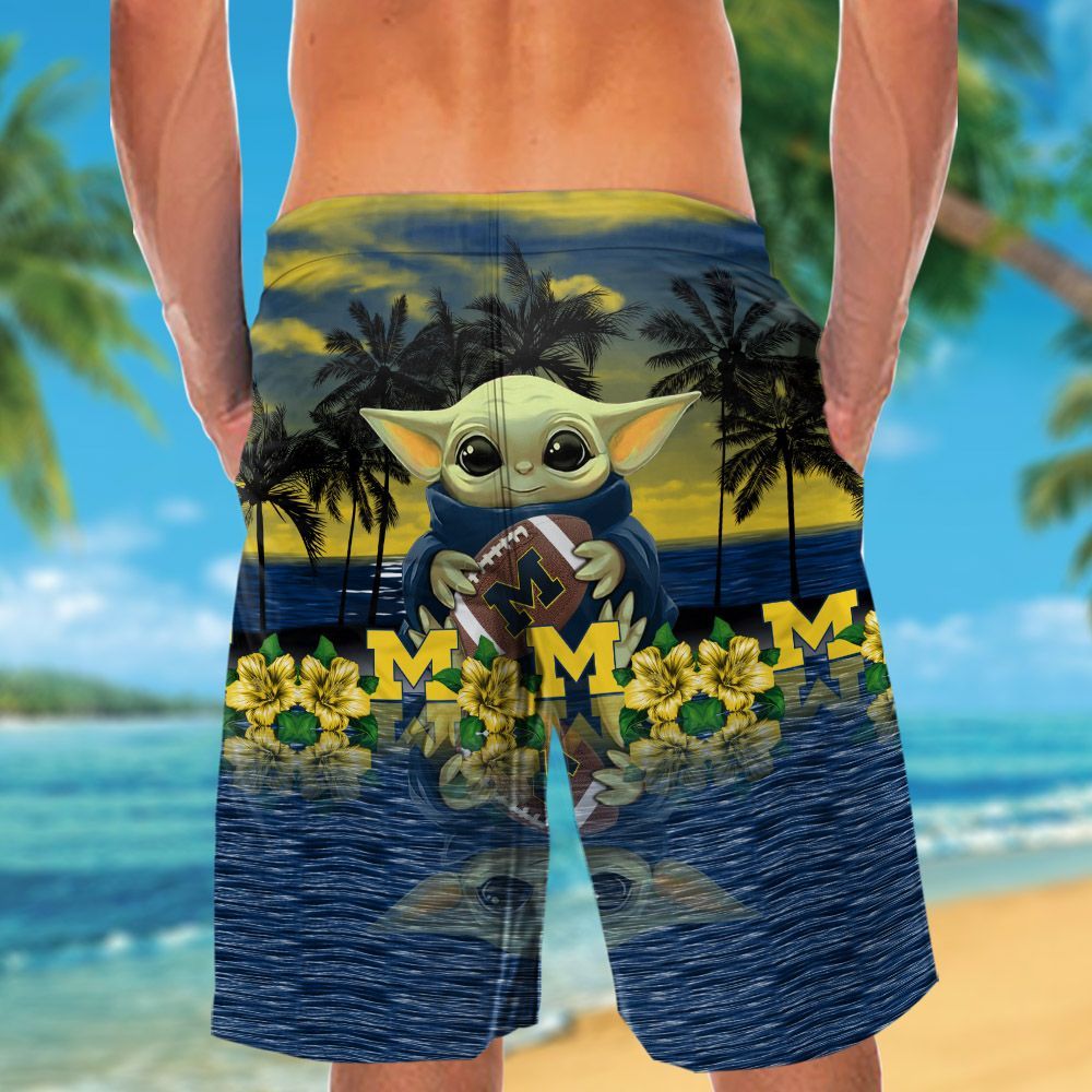 Michigan Wolverines & Baby Yoda Hawaiian Shirt Hot Trendy Summer 2024