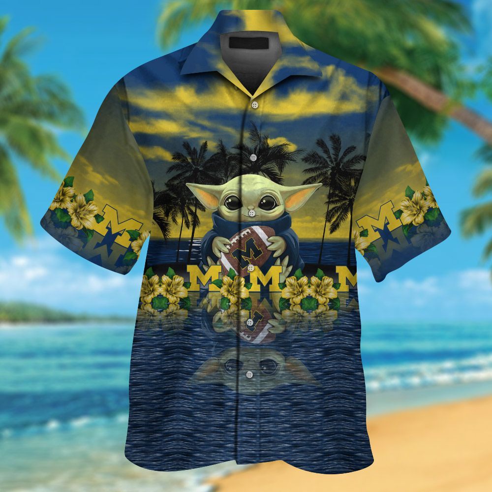 Michigan Wolverines & Baby Yoda Hawaiian Shirt Hot Trendy Summer 2024