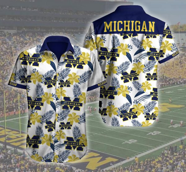 Michigan Wolverines Football Hawaiian Shirt Summer Button Up