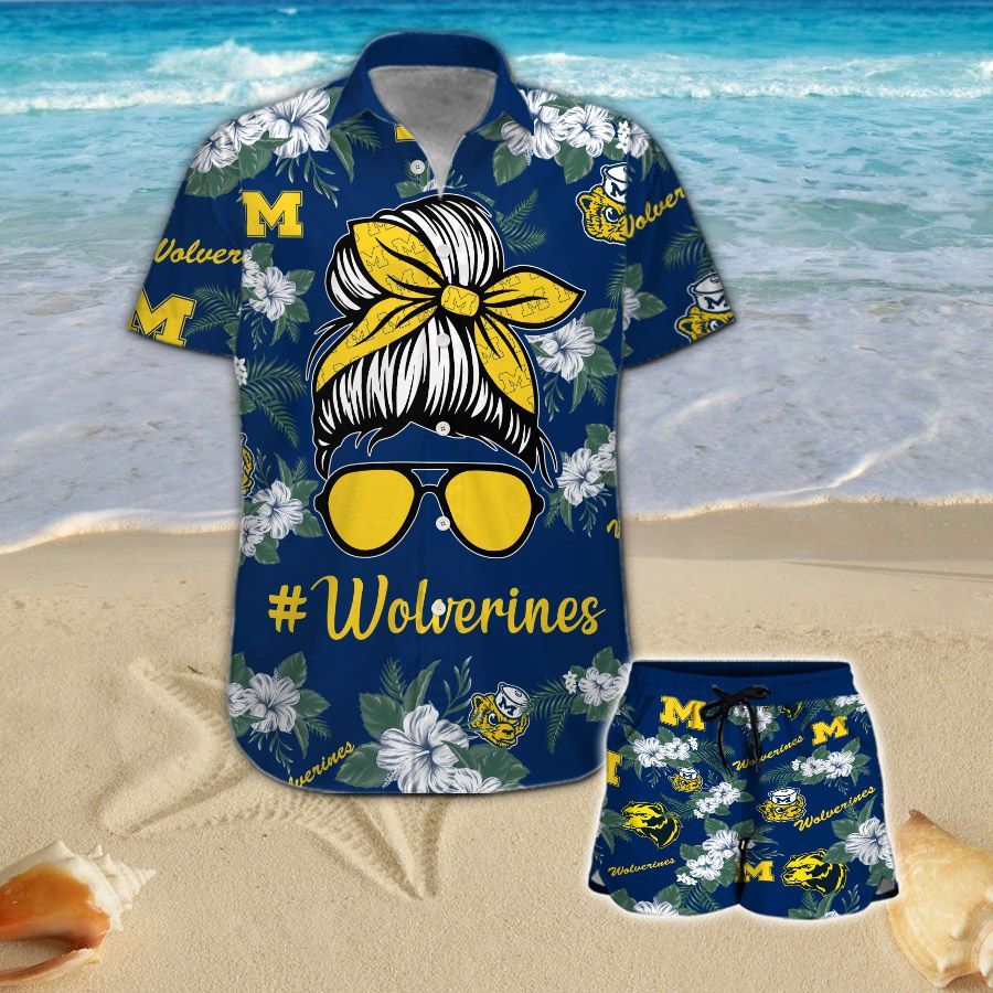 Michigan Wolverines Girl Messy Bun Hawaiian Shirt Hot Trendy Summer 2024