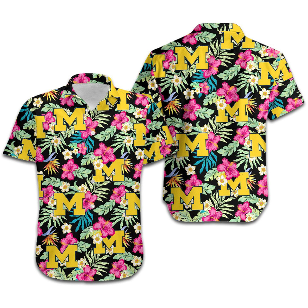 Michigan Wolverines Hibiscus Hawaiian Shirt Hot Trendy Summer 2024