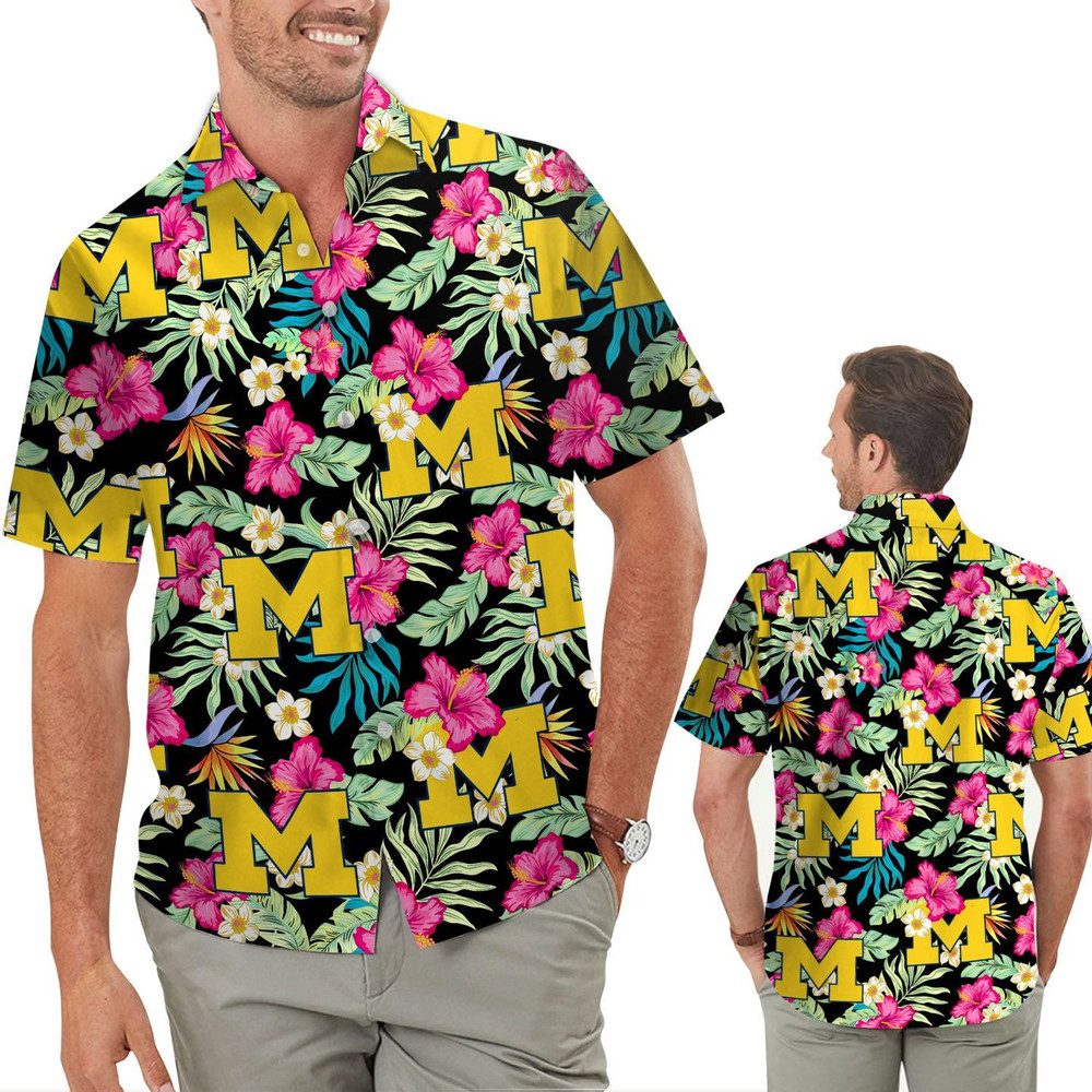 Michigan Wolverines Hibiscus Hawaiian Shirt Hot Trendy Summer 2024