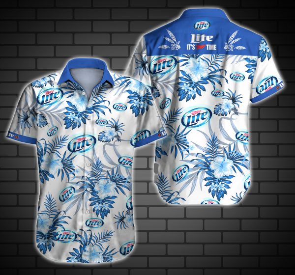 Miller Lite Hawaiian Shirt Summer Button Up