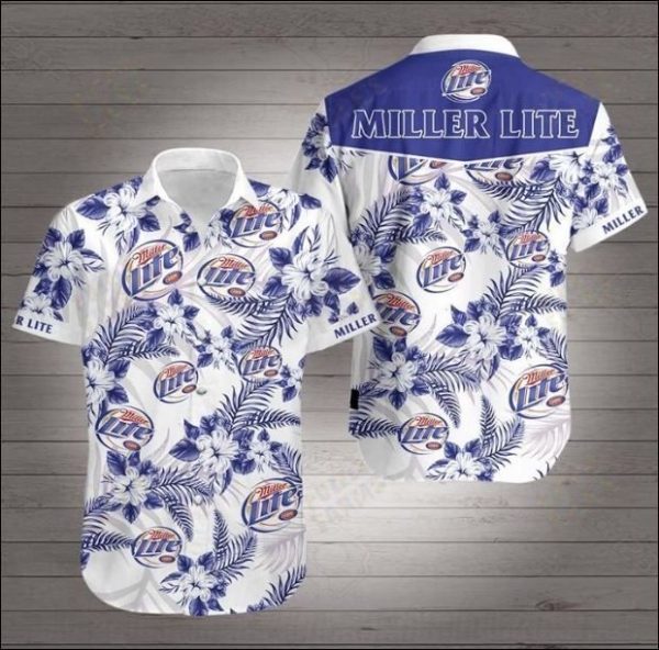 Miller Lite Hawaiian Shirt Summer Button Up