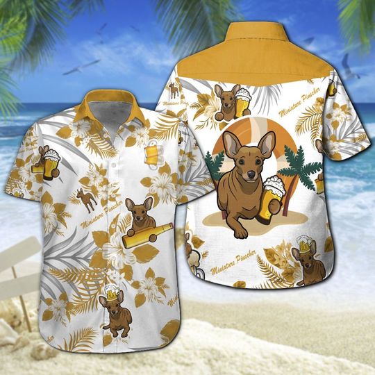 Miniature Pinscher Beer Hawaiian Shirt Summer Button Up