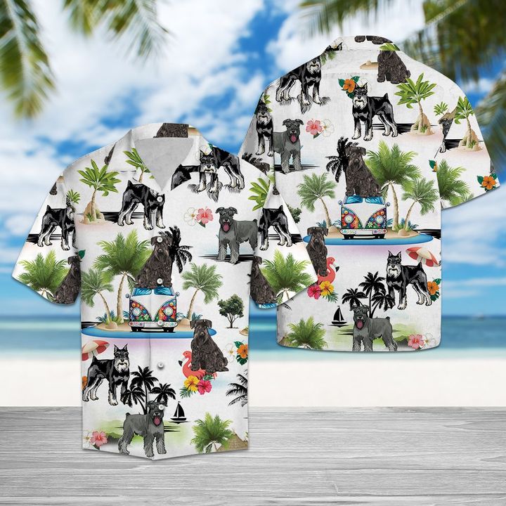 Miniature Schnauzer Vacation Hawaiian Shirt Summer Button Up