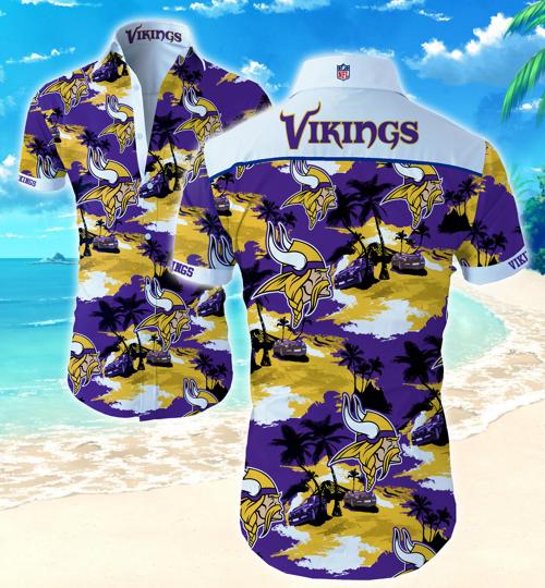 Minnesota Vikings Coconut Tree Hawaiian Shirt Summer Button Up