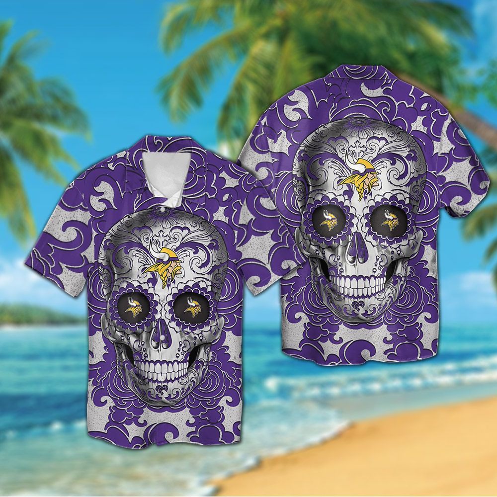 Minnesota Vikings Sugar Skull Hawaiian Shirt Hot Trendy Summer 2024