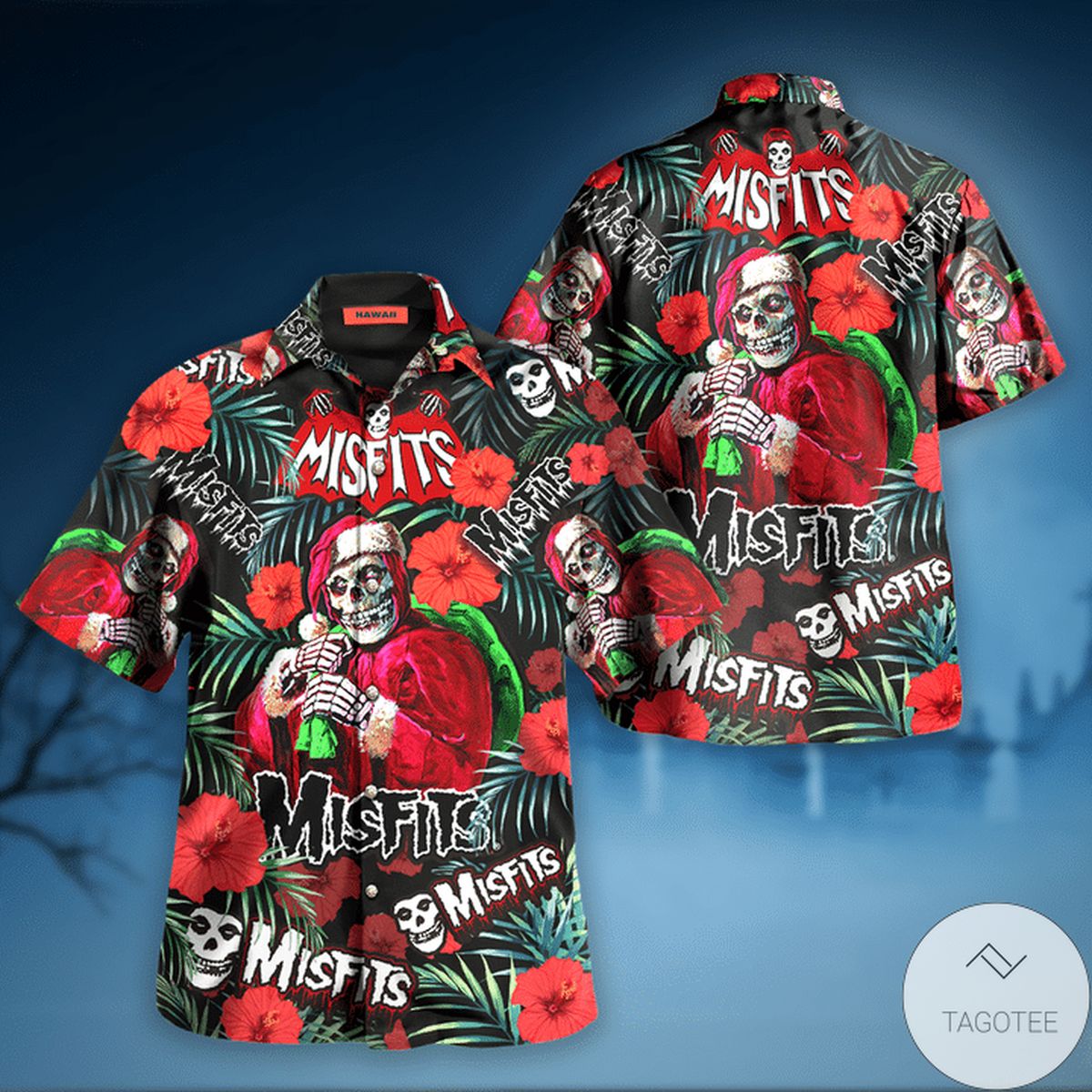 Misfits Santa Skulls Hawaiian Shirt