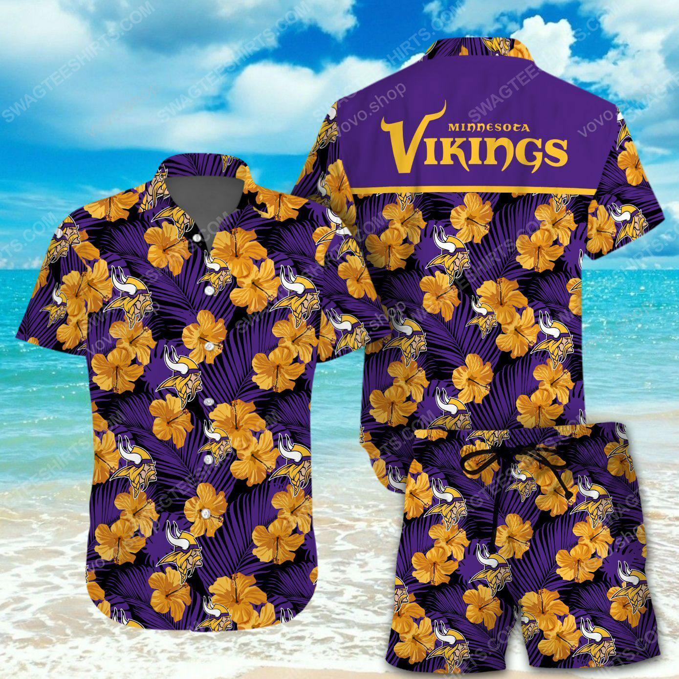 National Football League Minnesota Vikings Printing Hawaiian Shirt