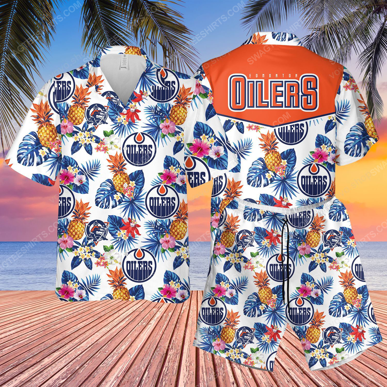 National Hockey League Edmonton Oilers Printing Hawaiian Shirt