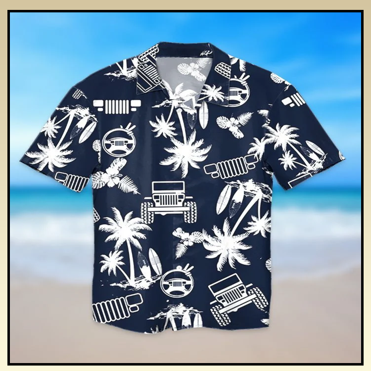 Navy Palm Hawaiian Shirt