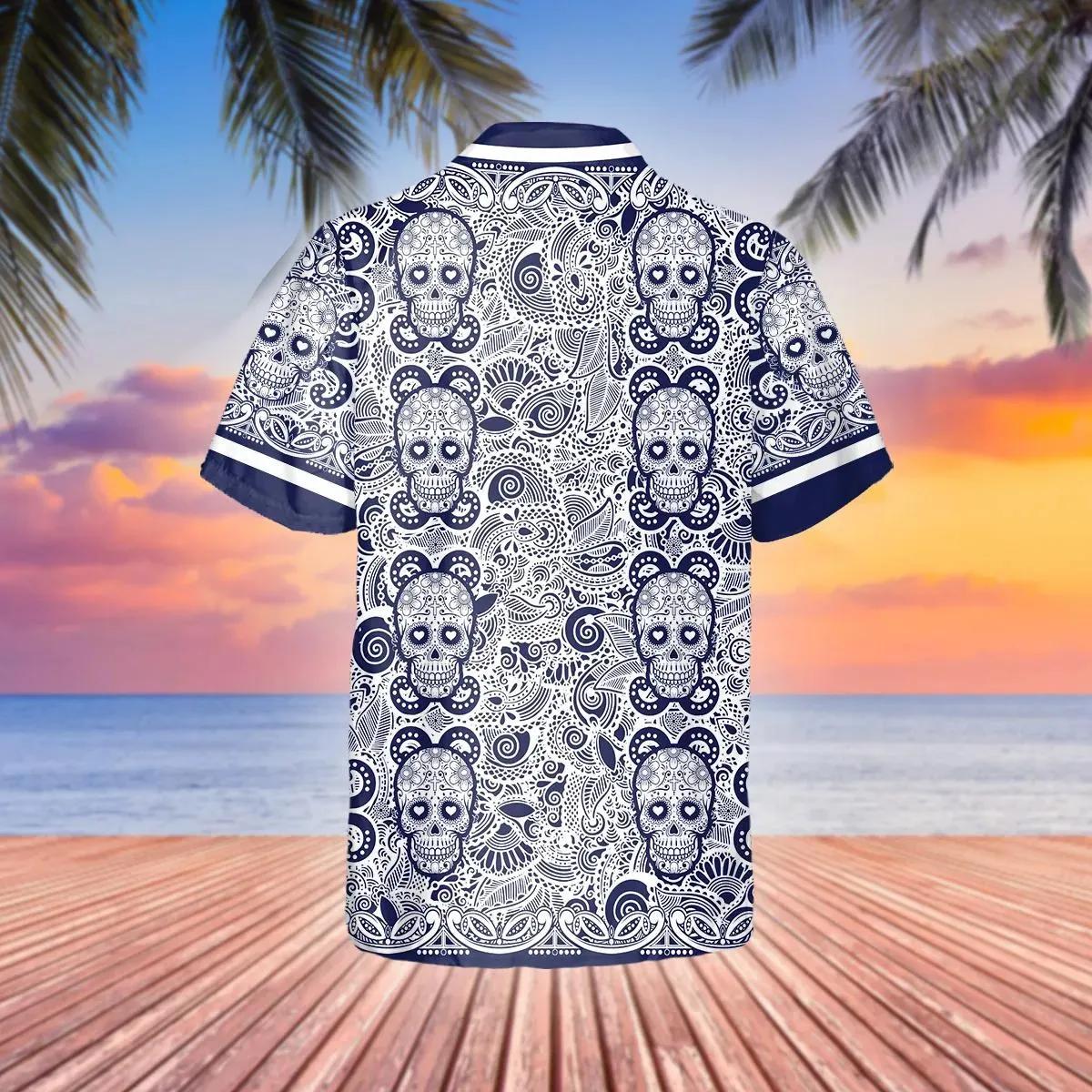 Navy Pattern Color Skull Hawaiian Shirt – Best Clothing For You