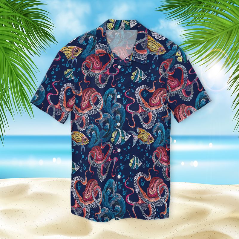 Neon Octopus Hawaiian Shirt