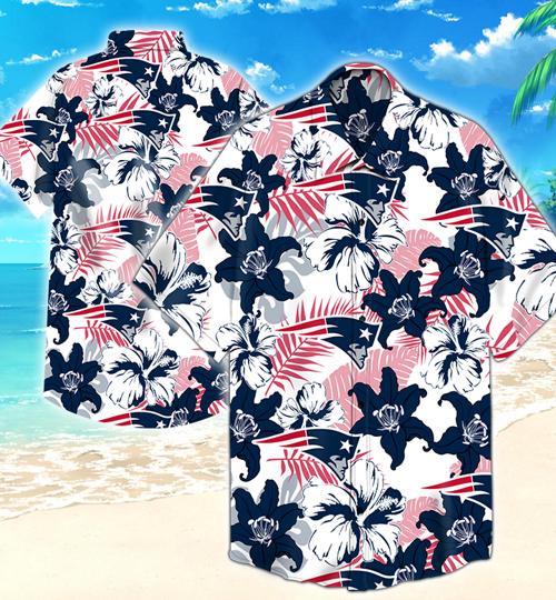 New England Patriots Flower Hawaiian Shirt Summer Button Up