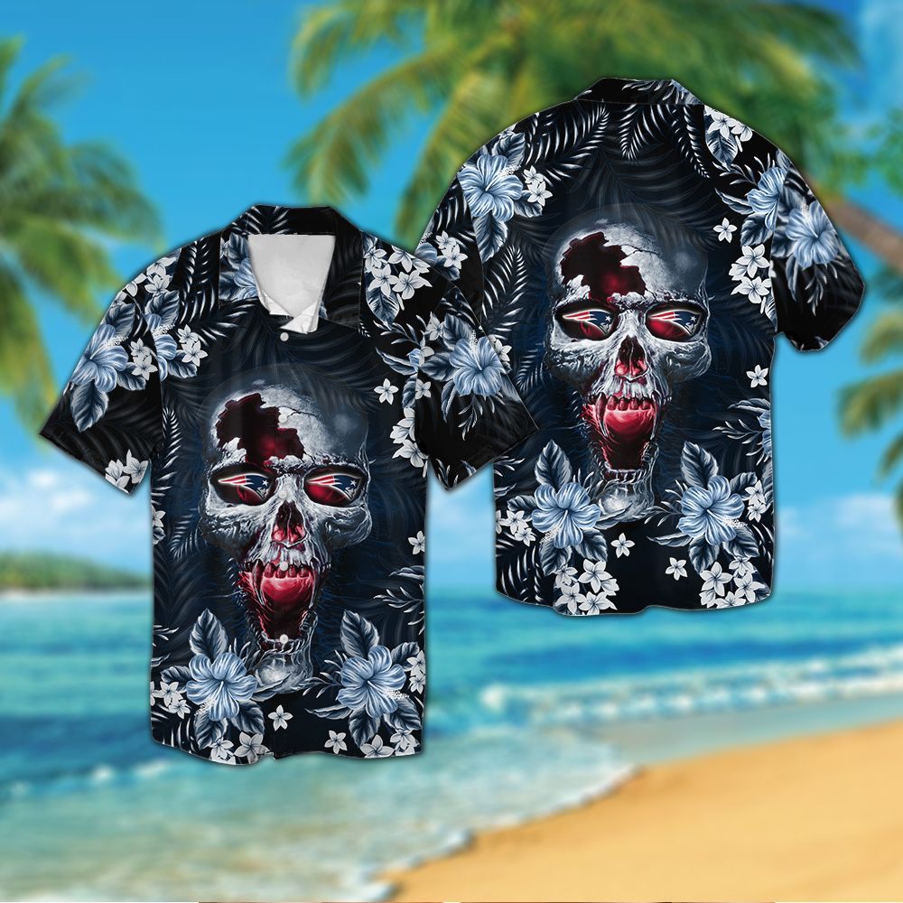 New England Patriots Skull Hawaiian Shirt Hot Trendy Summer 2024