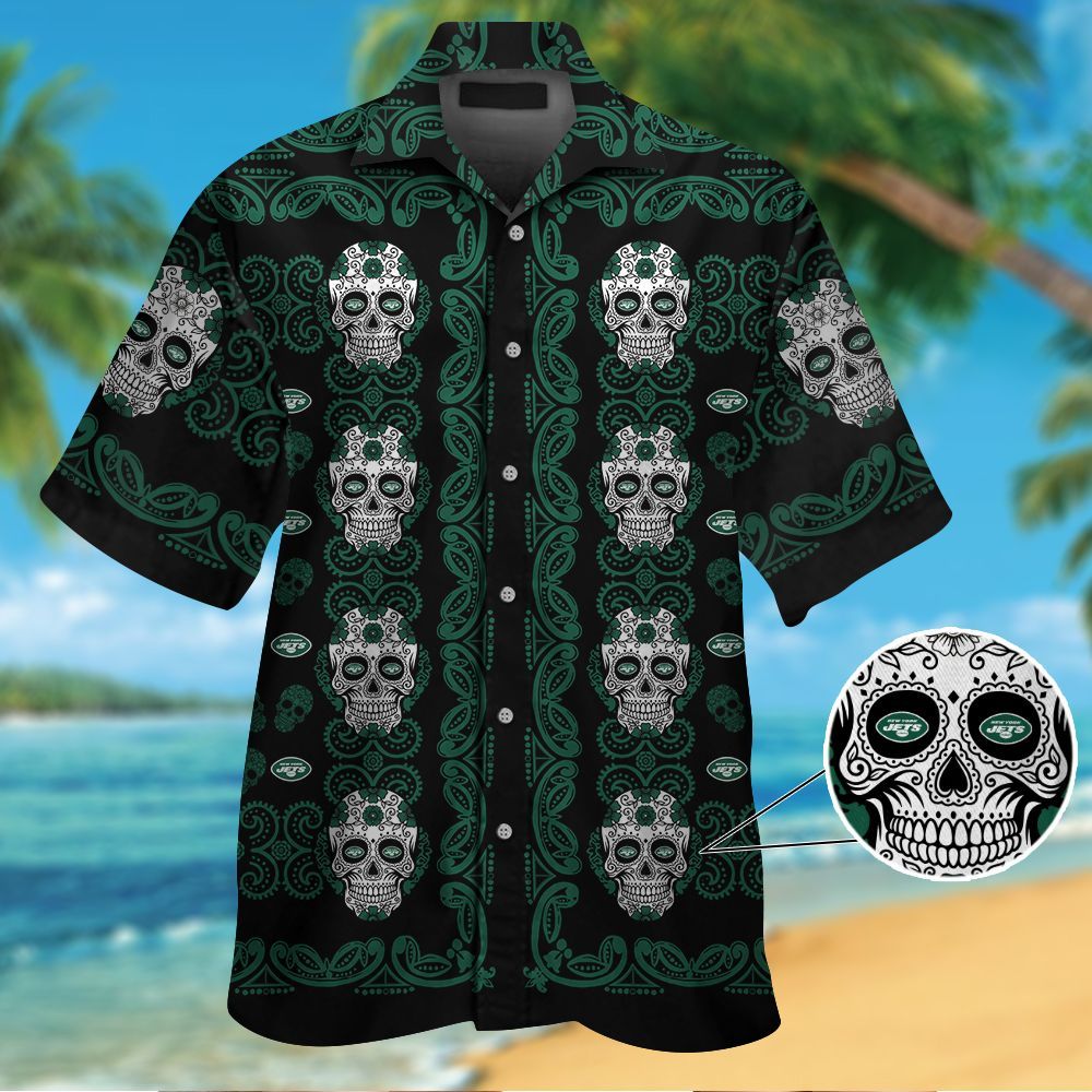 New York Jets Skull Hawaiian Shirt Hot Trendy Summer 2024