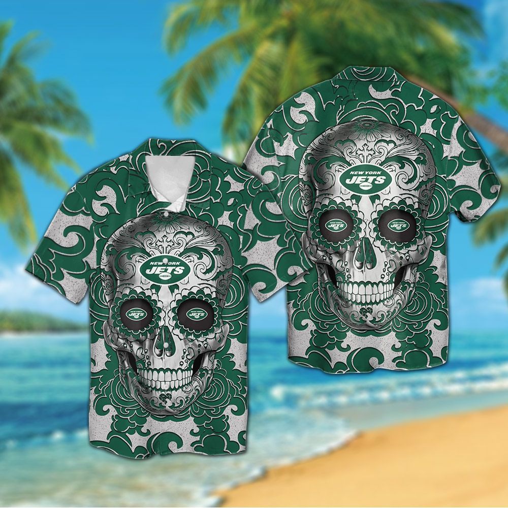 New York Jets Sugar Skull Hawaiian Shirt Hot Trendy Summer 2024