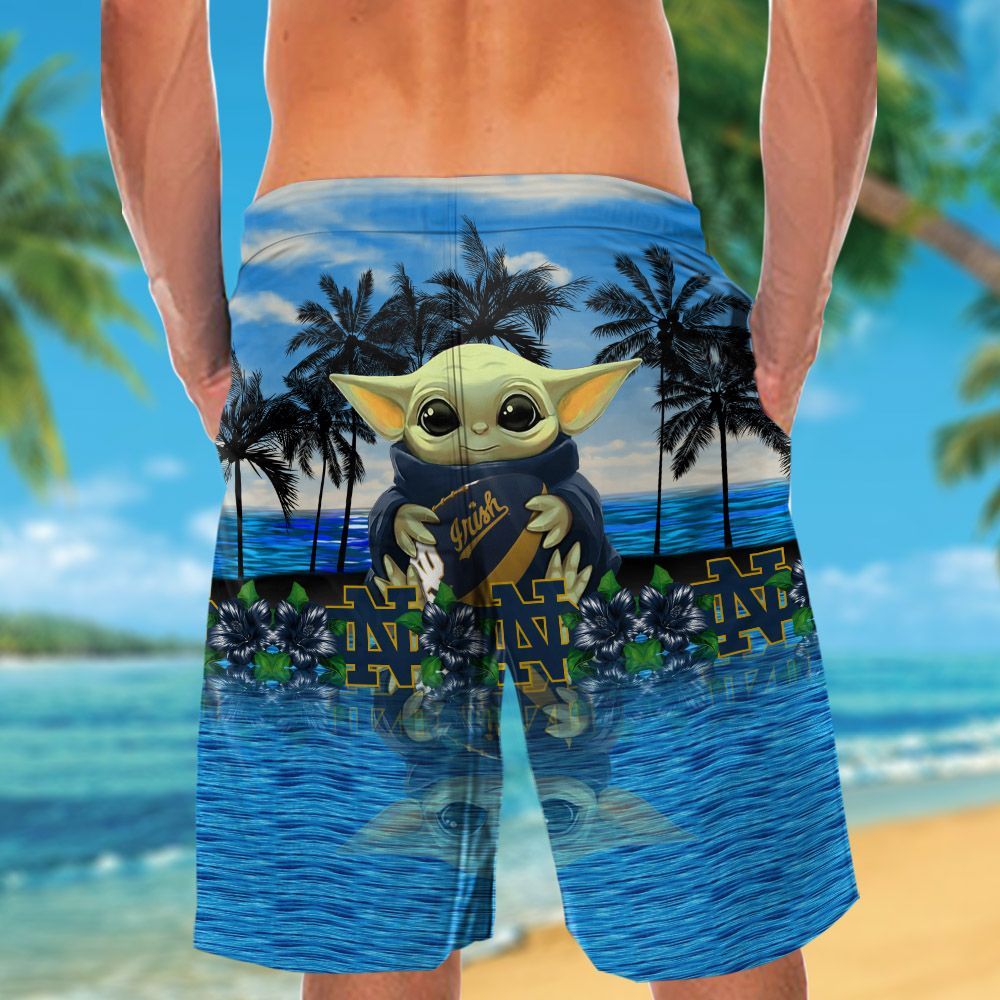 Notre Dame Fighting Irish & Baby Yoda Hawaiian Shirt Hot Trendy Summer 2024