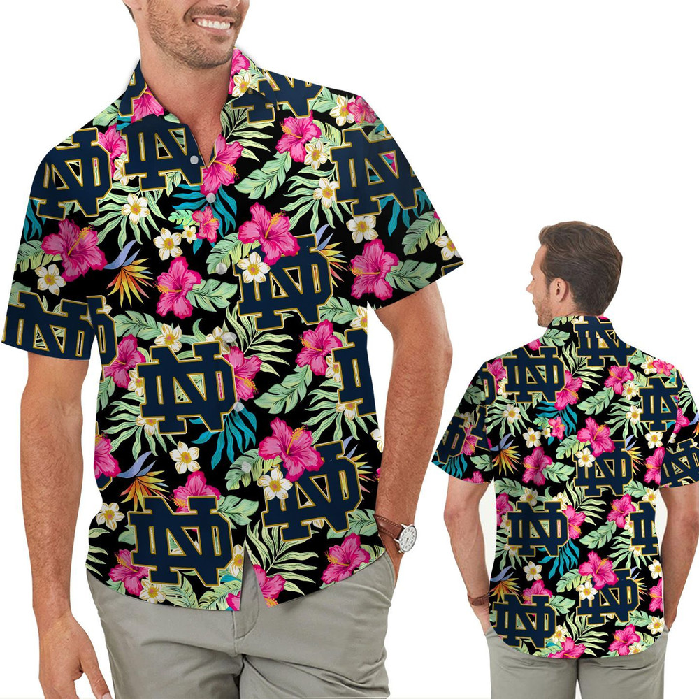 Notre Dame Fighting Irish Hibiscus Hawaiian Shirt Hot Trendy Summer 2024