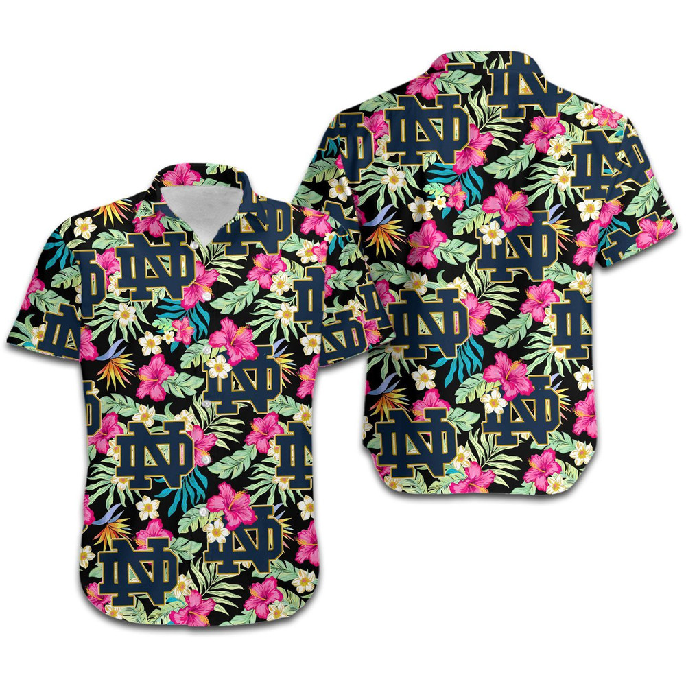 Notre Dame Fighting Irish Hibiscus Hawaiian Shirt Hot Trendy Summer 2024