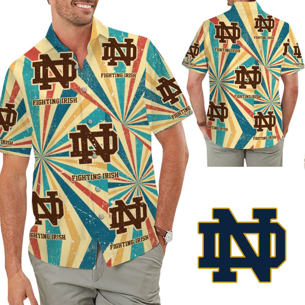 Notre Dame Fighting Irish Retro Hawaiian Shirt Hot Trendy Summer 2024