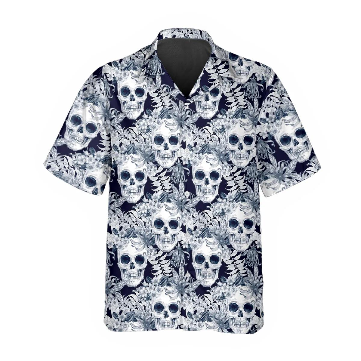 Ocean Vibe Floral Skull Hawaiian Shirt – Best Clothing For You