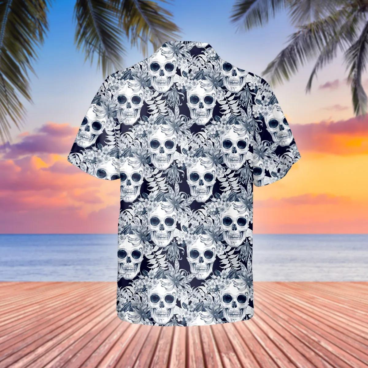 Ocean Vibe Floral Skull Hawaiian Shirt – Best Clothing For You