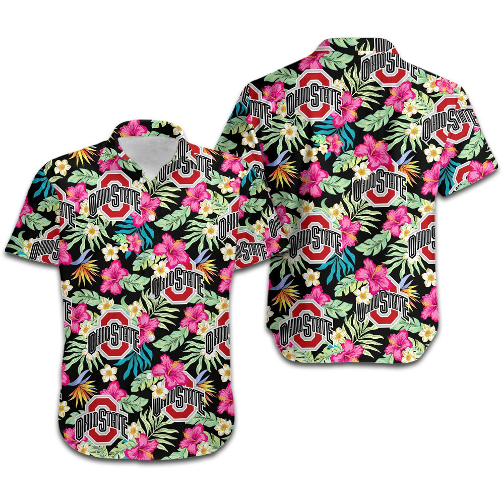 Ohio State Buckeyes Hibiscus Hawaiian Shirt Hot Trendy Summer 2024