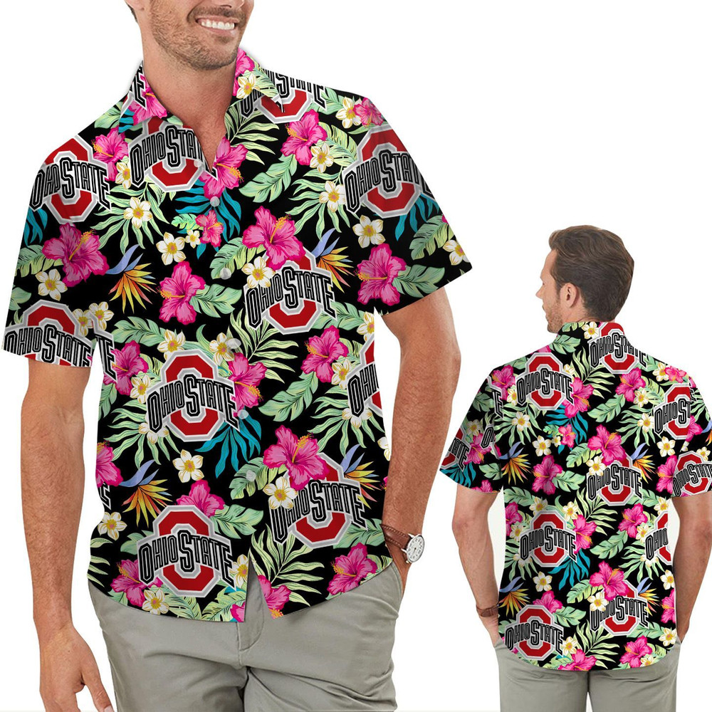 Ohio State Buckeyes Hibiscus Hawaiian Shirt Hot Trendy Summer 2024