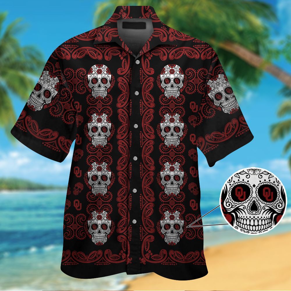 Oklahoma Sooners Skull Hawaiian Shirt Hot Trendy Summer 2024