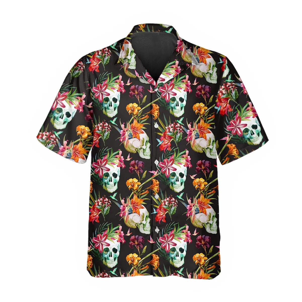 Orange Floral Skull Hawaiian Shirt – Best Clothing For You