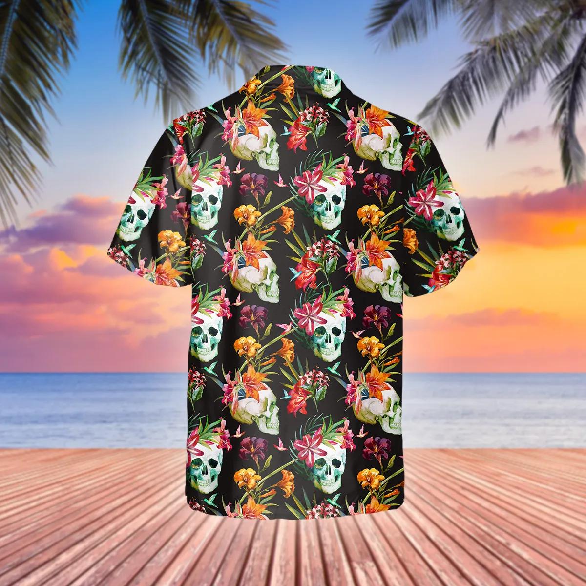 Orange Floral Skull Hawaiian Shirt – Best Clothing For You