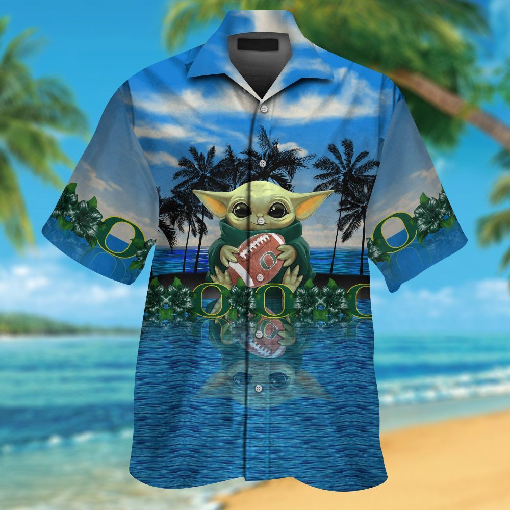 Oregon Ducks & Baby Yoda Hawaiian Shirt Hot Trendy Summer 2024