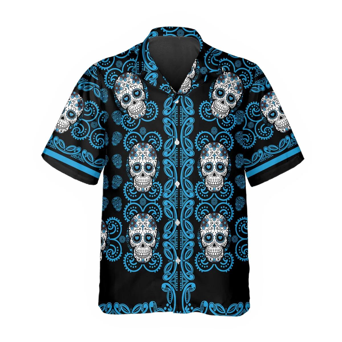 Pattern Blue Color Skull Hawaiian Shirt – Best Clothing For You