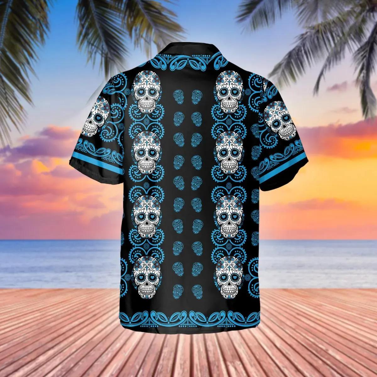 Pattern Blue Color Skull Hawaiian Shirt – Best Clothing For You