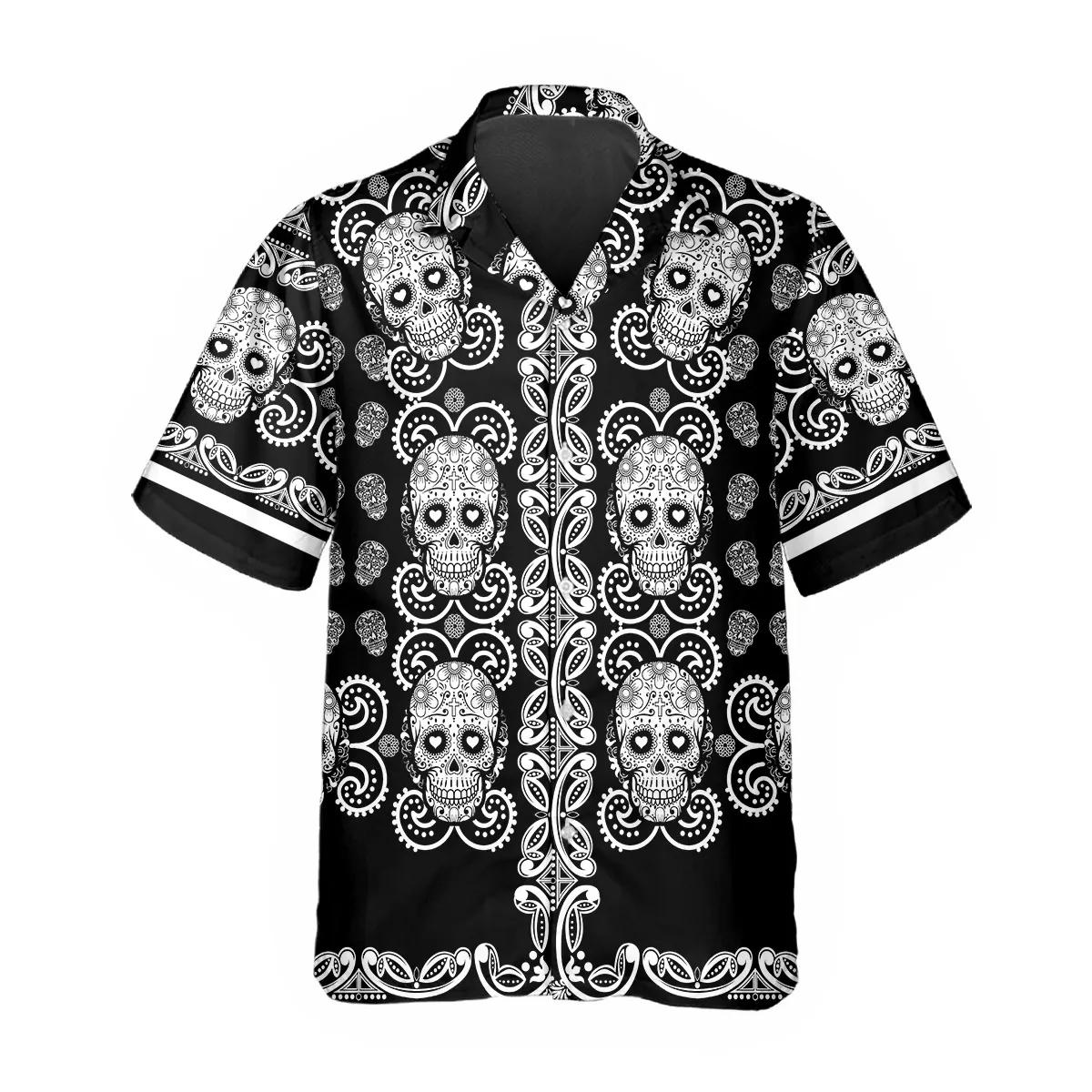 Pattern Color Black Skull Hawaiian Shirt – Best Clothing For You