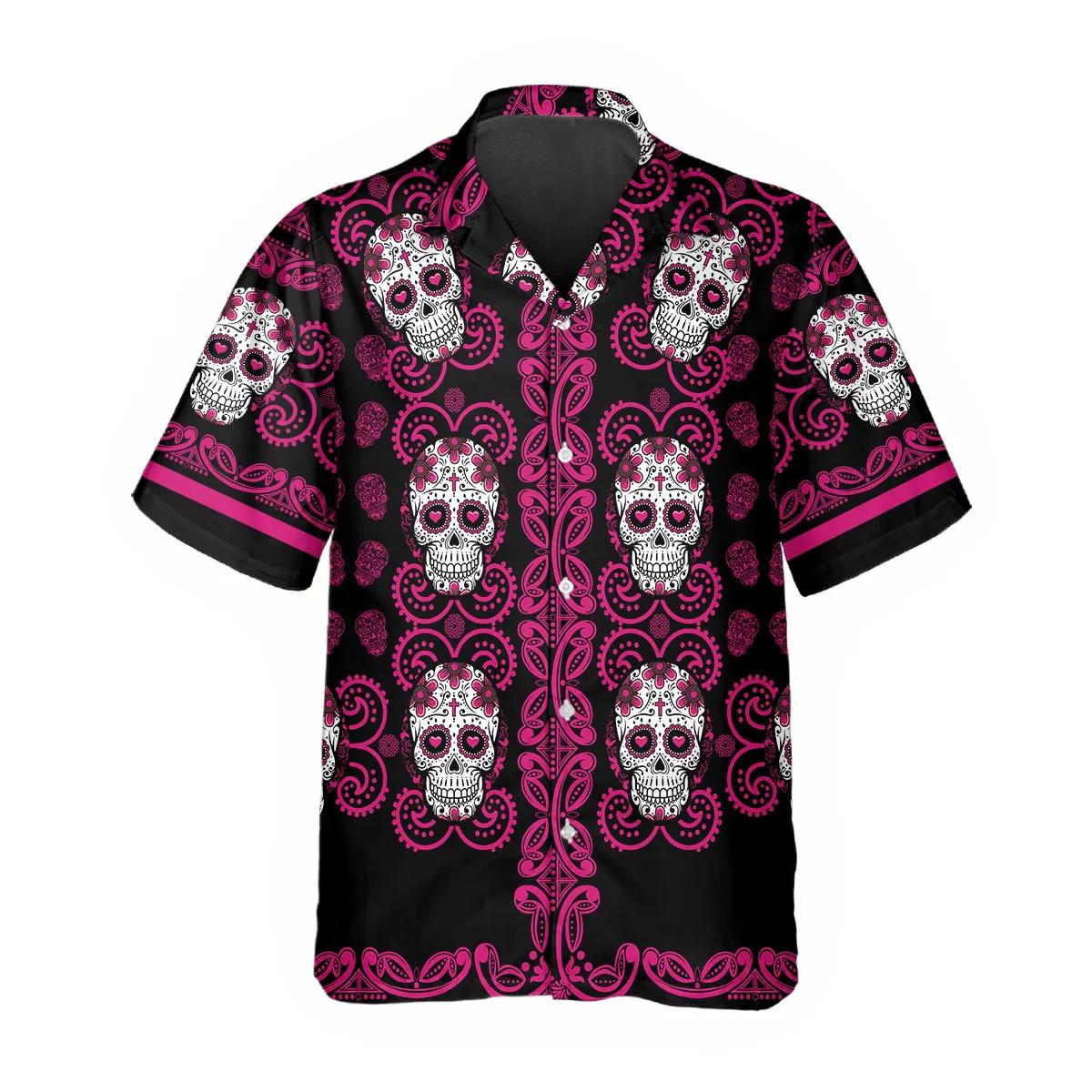 Pattern Color Pink Skull Hawaiian Shirt – Best Clothing For You