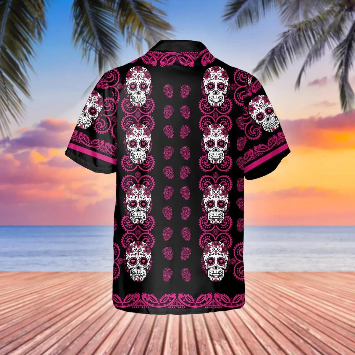 Pattern Color Pink Skull Hawaiian Shirt – Best Clothing For You