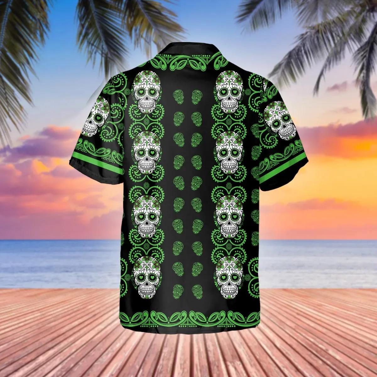 Pattern Green Color Skull Hawaiian Shirt – Best Clothing For You