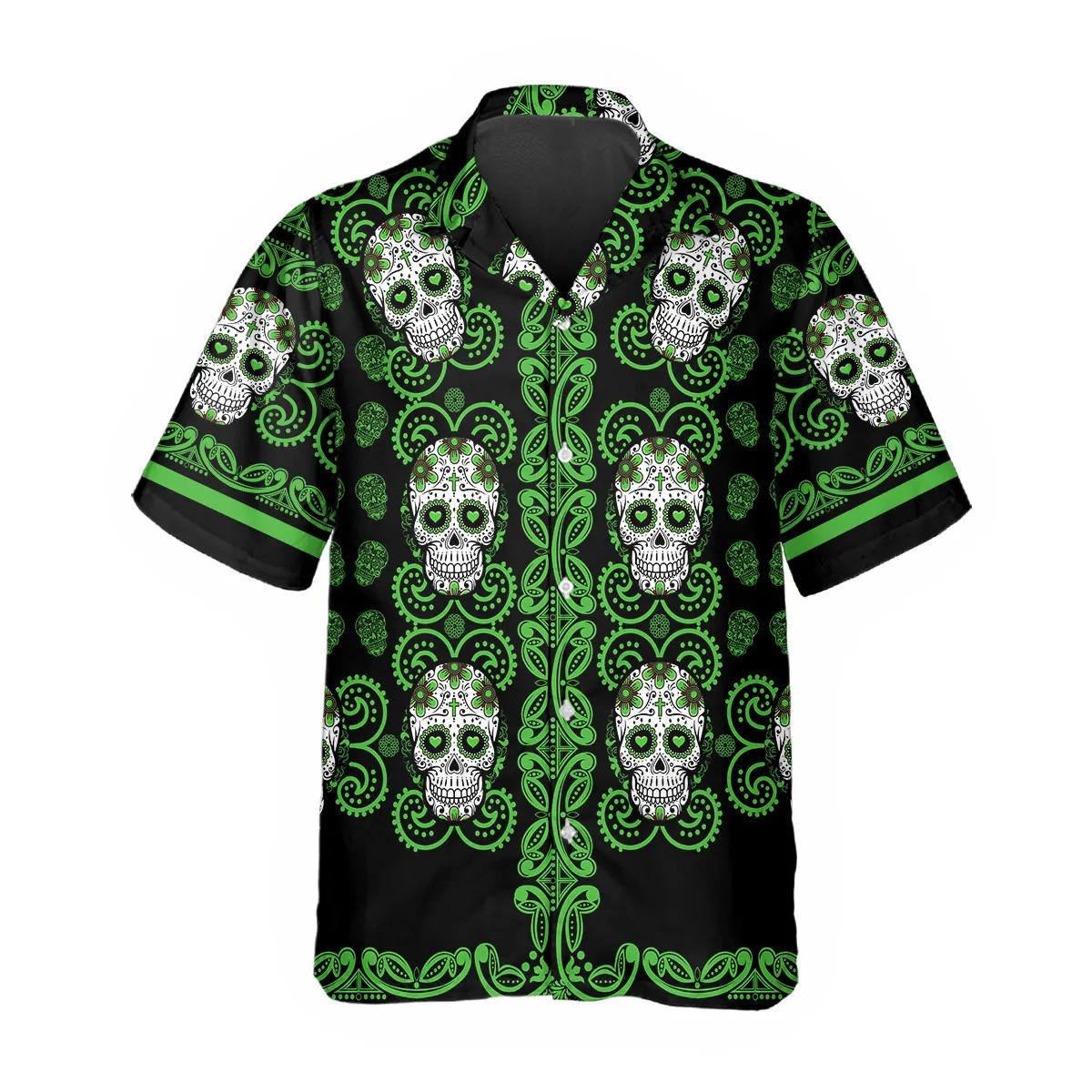 Pattern Green Color Skull Hawaiian Shirt – Best Clothing For You